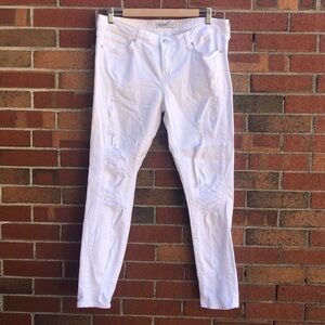 Just black white denim ripped jeans